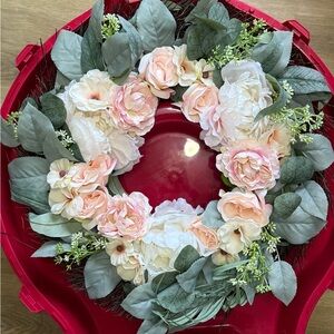 Floral Wreath with Pink and White Roses